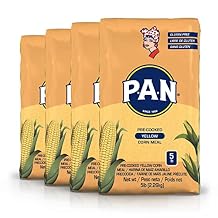 P.A.N. Yellow Corn Meal Pre-cooked Gluten Free and Kosher Flour for Arepas, 2.27 kg (5 lb) (Pack of 4)