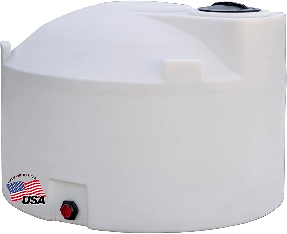 RomoTech 82124749 Polyethylene Vertical Reservoir Water Tank, 550 gal, Made In USA, Natural Poly Tank For Water & Non-Flammable Liquids, UV-Resistant, Ideal for Agricultural Use, RV Water Storage