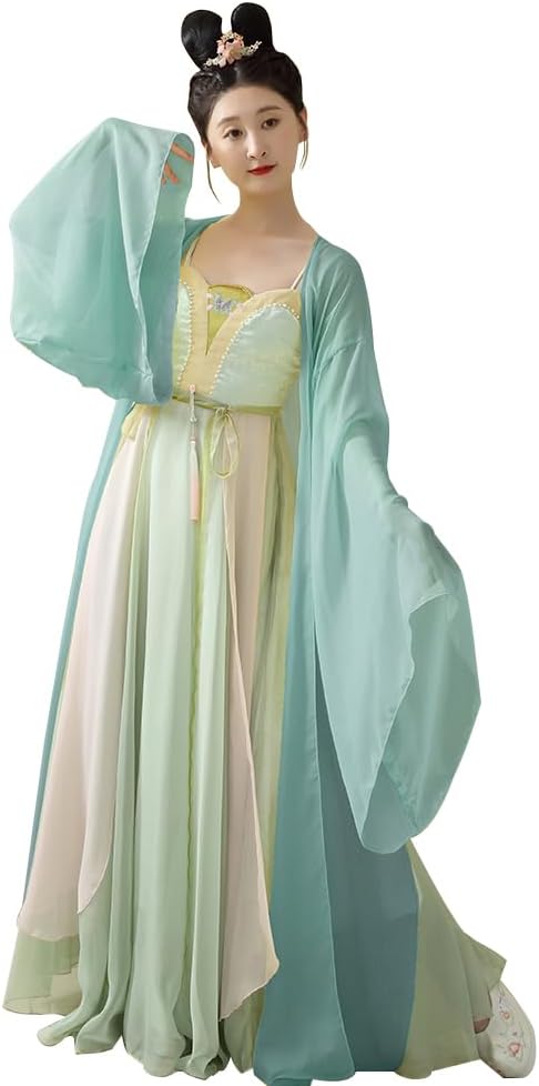 Chinese Hanfu Costume for Women Embroidery Top Style Clothes Classical Dance Costume Chiffon Dance Skirts Green
