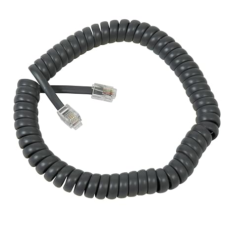 ICC Telephone Handset Cord/Phone Cord, 6 Ft RJ9 (RJ22) Connectors, Dim Gray, 1-Pack Curly Coiled Tangle-Free Design for PBX & VoIP Phones