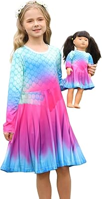 Bow Dream Cute Girl Dress and Matching Girl American Doll Clothes Accessories for Girls Dresses 3-12 Years