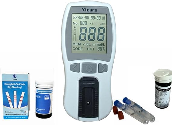 Home Use Hb Hemoglobin Meter Hemoglobin Analyzer Hemoglobin Monitor + 25Chips + 25 Tubes Easy to Use
