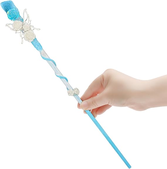 Rileryan Handcrafted Gemstone Crystal Magic Wand for Witch Wizard | Wooden Wand Halloween Christmas Decor Accessories Birthday Gift (Blue)
