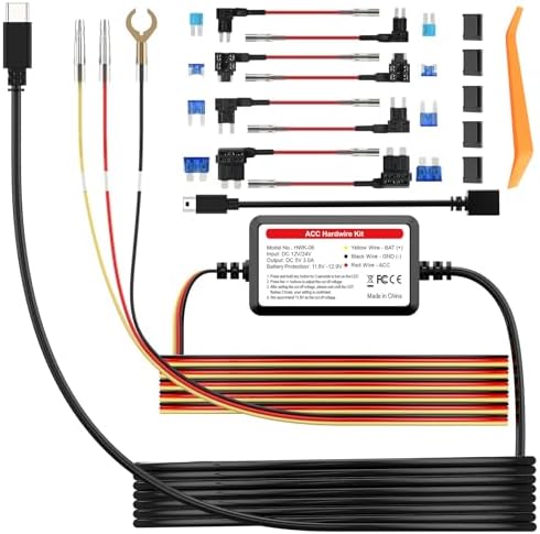 PRUVEEO Smart Acc Hardwire Kit, 12V- 30V to 5V 2A3A, Intelligent and Adjustable Low Voltage Protection for Dash Cam, HWK-08
