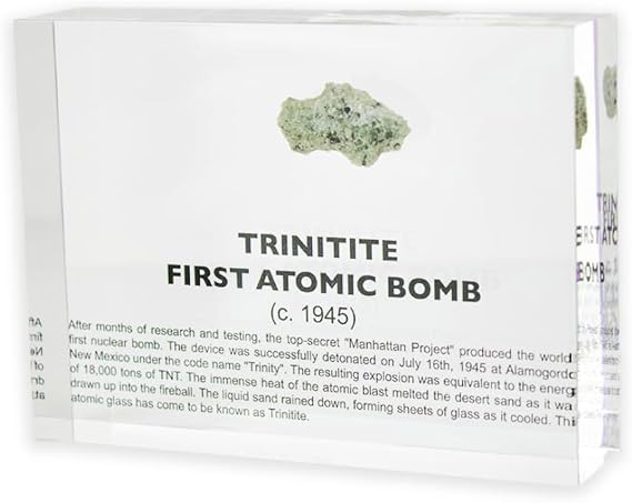 Engineered Labs Authentic Trinitite Glass Encased in Crystal-Clear Lucite Acrylic, Handmade in the USA, Unique 1945 Artifact for Educational Purpose