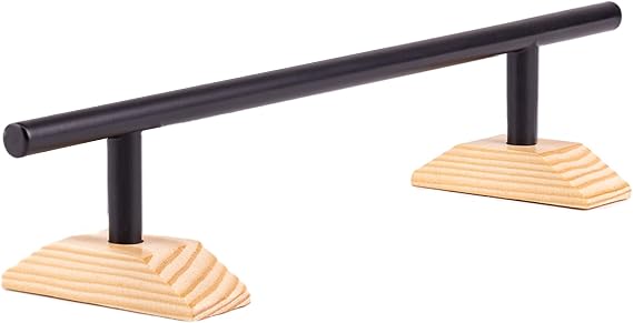 Professional Fingerboard Rail - Durable Aluminum Alloy Material,Finely Polished One-Piece Molding,Equipped with Non-Slip Mat and Stable Textured Wooden Base,Black,Round Rail