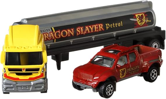 Matchbox Convoys Collectible Cars Die-cast Series - MBX Cabover Tanker Dragon Slayer Petrol and Badlander Pickup