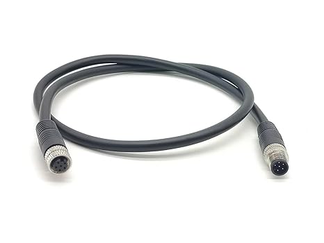 Elecbee M8 Connector Waterproof Straight Molding Female to Male Plug Double Ended Cable (A Code 6 Pin 0.5M/1.6ft Cable)