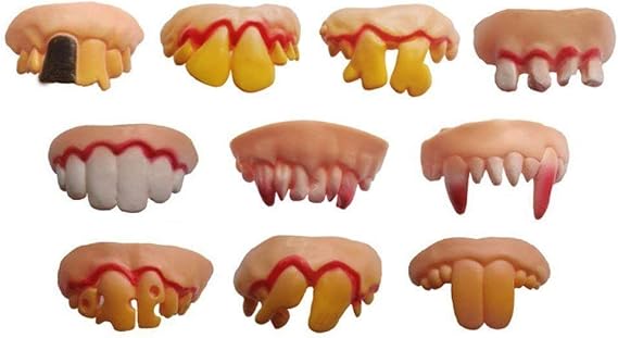 10 Pcs Ugly Fake Halloween Vampire Fangs Teeth Halloween Decoration Theme Costume Party Favors Vampire Denture Teeth