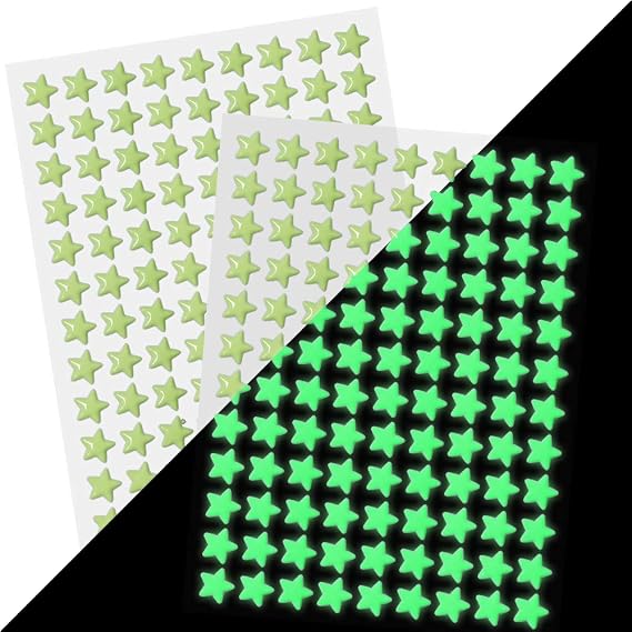 DUOFIRE 3D Glow in the Dark Stars Stickers for Ceiling and Wall Green