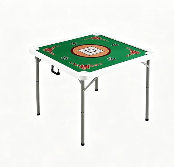 Portable Mahjong Table, 4 Player Mahjong Table with Cup Holders, Mahjong Table Foldable,for Texas Holdem, Board Game,Green