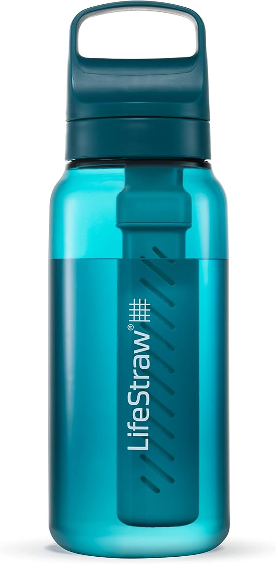 LifeStraw Go Series - BPA Free Water Bottle with Water Filter for Travel and Daily Use - Removes Bacteria Parasites Microplastics and Improves Taste