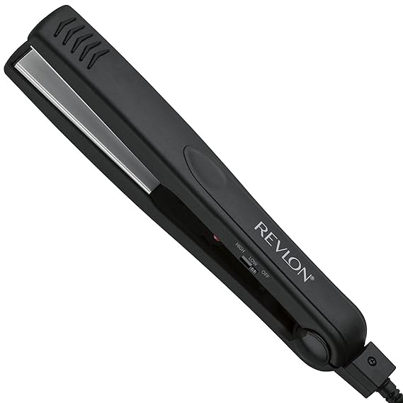 REVLON Smooth and Straight Ceramic Flat Iron, 1" Plates | Ceramic Coating for Reduced Damage, 2 Heat Settings, Ultra Straight Smooth Results, Travel Friendly