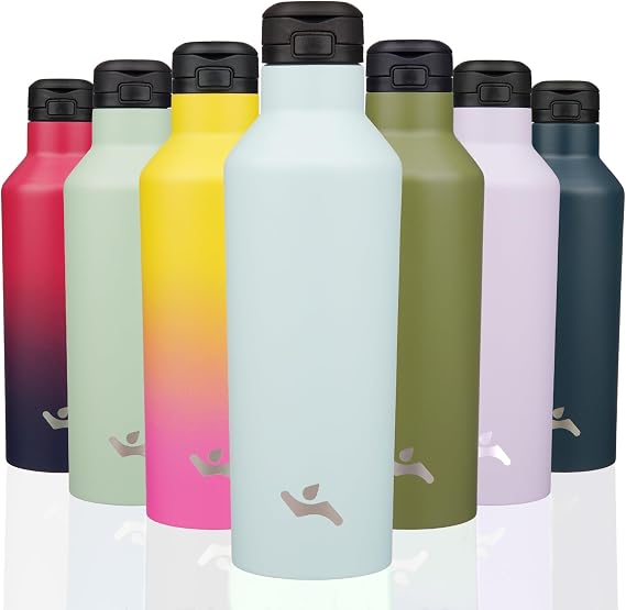 Konokyo 25 oz Insulated Stainless Steel Water Bottle with Straw Lid | 18/8 stainless steel, double wall vacuum. Cold 24h, hot 12h. 2 leak-proof lids. Dishwasher safe. For gym, travel, sports.