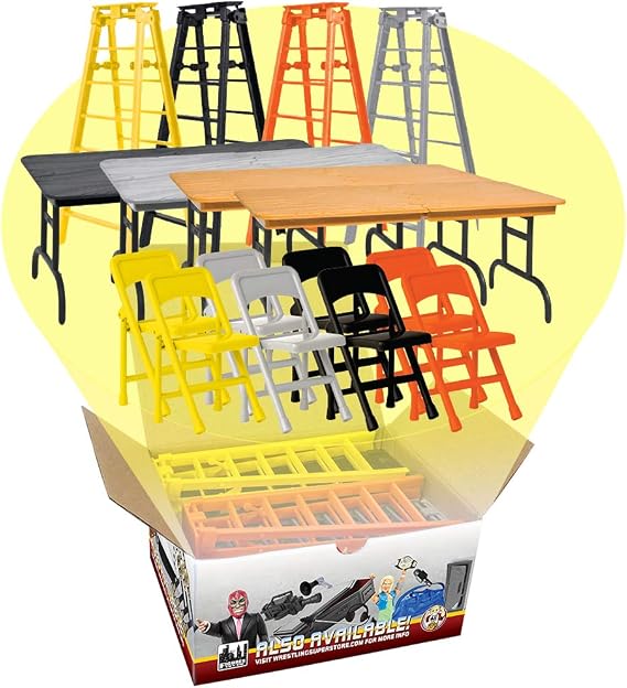 Complete Set of All 4 Ultimate Ladder, Table & Chairs Playsets for Wrestling Action Figures