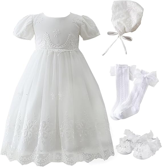 Baby Girl Christening Baptism Dress Long Blessing Gowns White Wedding Dresses
