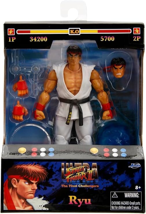 Jada Toys Street Fighter II Ryu Aksiyon Figürü Koleksiyonu Boyut 15 cm, Orijinaline Uygun Koleksiyonluk 9334215314R00
