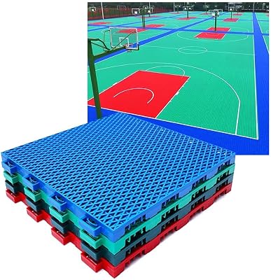 10PCS 30.6CM1FT Outdoor Modular Interlocking Floor Tiles Basketball Court Tennis Court Volleyball Court Badminton Court DIY Sports Flooring,Red