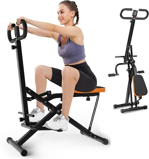 Deep Squat Machine for Women Home, Squat Ride / Rowing Machine with Adjustable Resistance, Foldable Exercise Equipment, Glute & Leg Cardio Workout Machine