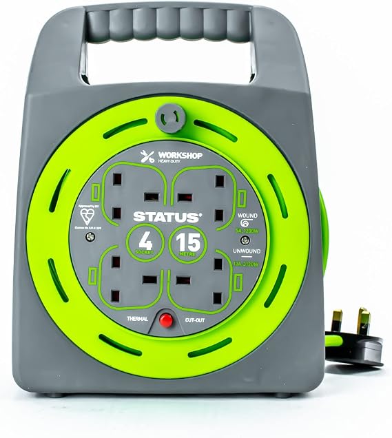 Status S15M13ACR4 4 Socket Cable Reel with Thermal Out