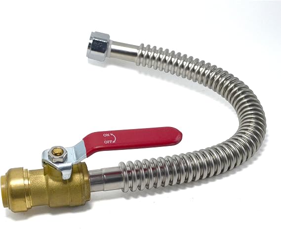 TTFLEX 24" Water Heater Connector 3/4" Valve Push to Connect x 3/4" FIP | Water Heater Supply Line, Water Heater Hose, for Hot Tank, Filter, Copper, Pex, CPVC, PE-RT, Lead-Free, NSF-61, CUPC Listed