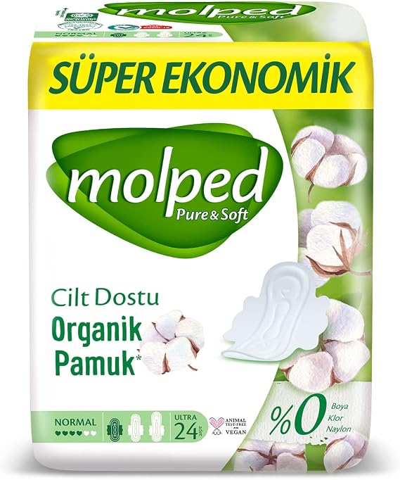 Molped Süper Ekonomik Pure & Soft Pamuklu Hijyenik Ped (1 x 24 Adet)