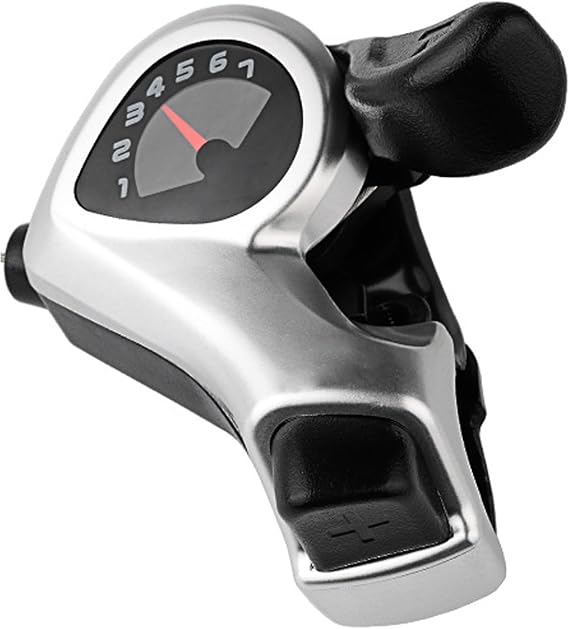 TX50-7 7 Speed Right Bike Trigger Shifter with Gear Display, Indexed Thumb Gear Shifter for MTB Mountain Bike, Hybrid Bicycle, Commuter Bike, Folding Bike Rear Derailleur System