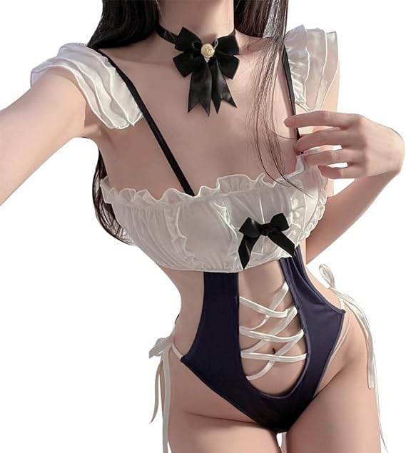 SNOMYRS Womens Kawaii Lingerie Anime Cosplay Costumes Lolita Japanese Gymnastics Swimsuit Jumpsuit Babydoll Onesie T-shirt