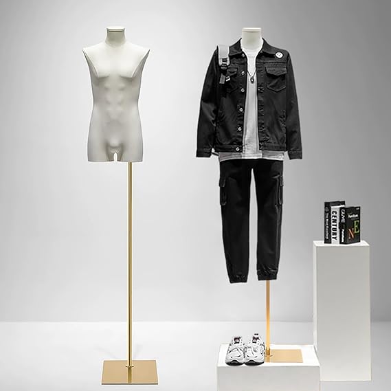 Male Mannequin, Male Dress Form, Height Adjustable Mens Mannequin Full Body with Abs, Man Mannequins Torso with Stand Headless Men's Costume