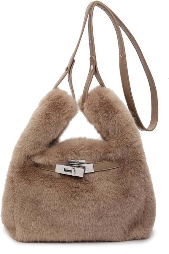 Furry Purse Mini Fluffy Tote Bag Designer Fuzzy Crossbody Handbag Faux Fur Purses for Women Plush Bags