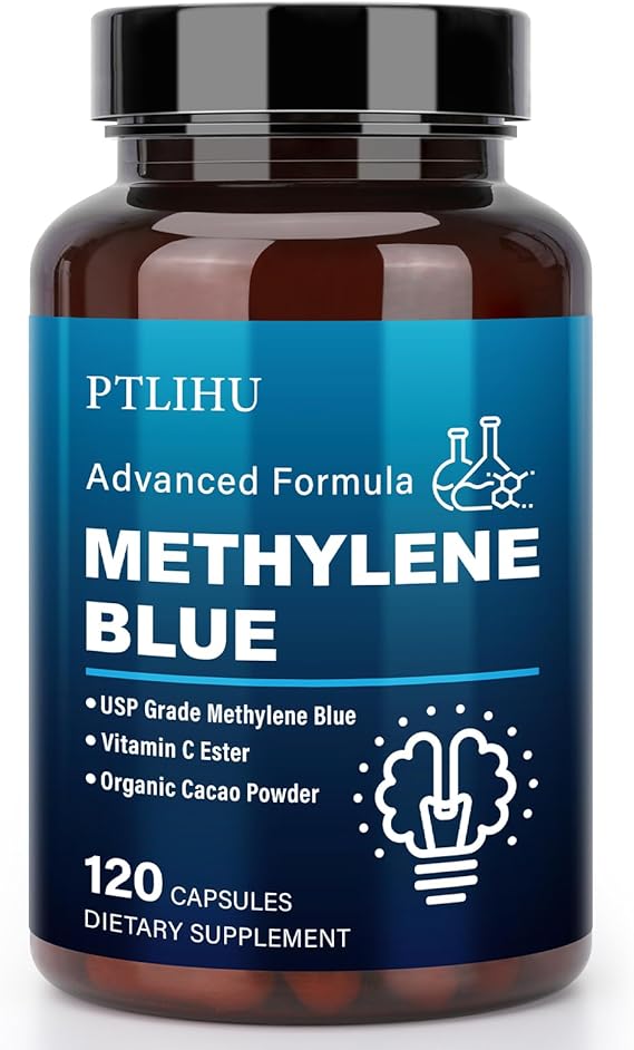 Methylene Blue Pharmaceutical Grade Supplement, Methylene Blue Capsules for Humans, USP Grade for Better Absorption, Focus & Memory Support, 120 Capsules