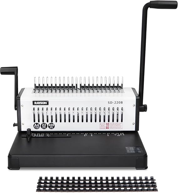 RAYSON SD-220B Comb Binder, 21-Hole, 22-Sheet Punch, 400-Sheet Capacity