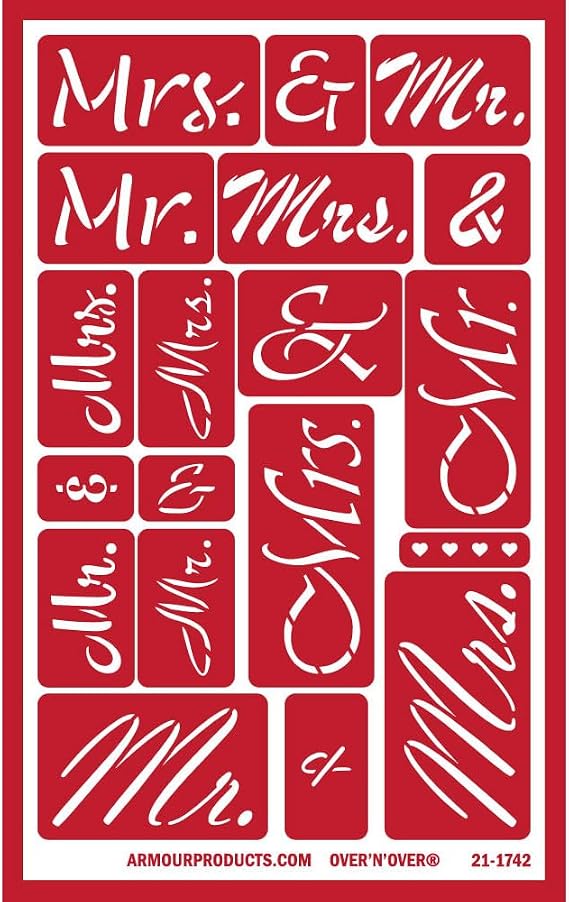 Armour Products Mrs N Over Reusable Glass Etching Stencil, Brown