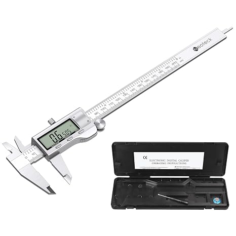 Neoteck Digital Vernier Caliper Stainless Steel Electronic Caliper Fractions/Inch/Metric Conversion Measuring Tool for Length Width Depth Inner Diameter Outer Diameter (200 mm/ 8 Inch)