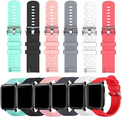 RuenTech 6-Pack Bands Compatible with GRV R01/G15 Smart Watch Band, Soft Silicone Quick Release Replacement Bands for GRV R01/G15 Smartwatch (not for FC1/FC5/N29)