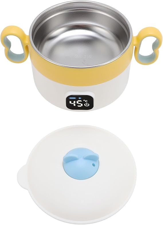 Cordless Electric Lunch Box, 450ml Stainless Steel Rechargeable Portable Food Warmer Lunch Box, Insulated Food Warmer Bowl, Heatable Lunchbox for Home Travel Dormitory
