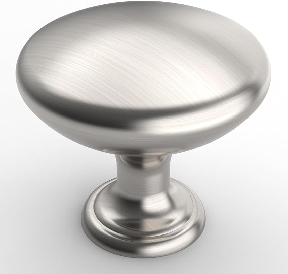 Furniware 12 Pack Cabinet Hardware Knobs, Kitchen Door Cabinet Brushed Satin Nickel Round Solid Knobs, 1.1" (28mm) Diameter