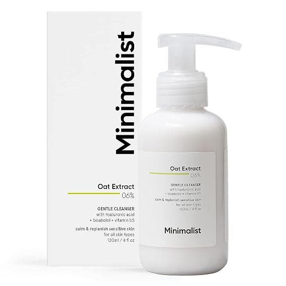 Minimalist 6% Oat Extract Gentle Cleanser with Hyaluronic Acid for Sensitive, Dry & Dehydrated Skin | Provides Hydration & Barrier Repair | For Women & Men | 4 Fl Oz / 120 ml