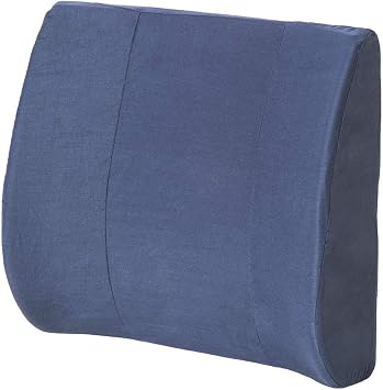 Essential Medical Supply Molded Lumbar Cushion in Navy with Elastic Positioning Strap - Perfect for Office or Car Chairs, Provides Lower Back Support and Comfort