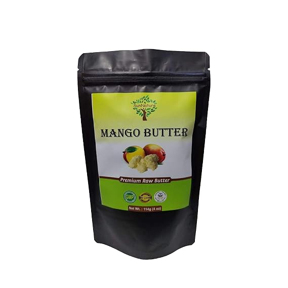 100% Pure Mango Butter - Can Substitute Shea Butter in Soap and Lotion Recipes - Moisturising, Scent-free, Hexane-free (4 Oz)