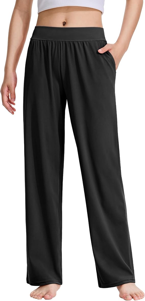 JOCMIC Girls Wide Leg Pants Elastic Waist Flowy Casual Trousers with Pockets for Teens Juniors