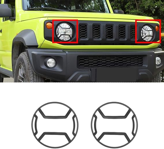 for Suzuki Jimny 2019 2020 2021 2022 2023 JB64 JB74 Car Front Headlight Lamp Decoration Cover External Accessories Black Iron