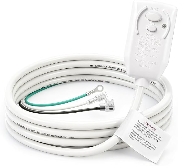 BAOMAIN 15A 120V 1800W LCDI A/C Power Cord,NEMA 5-15P,UL Recognized | 7.2FT 14/3 AWG air conditioner power cord.UL-recognized safety replacement with leakage protection