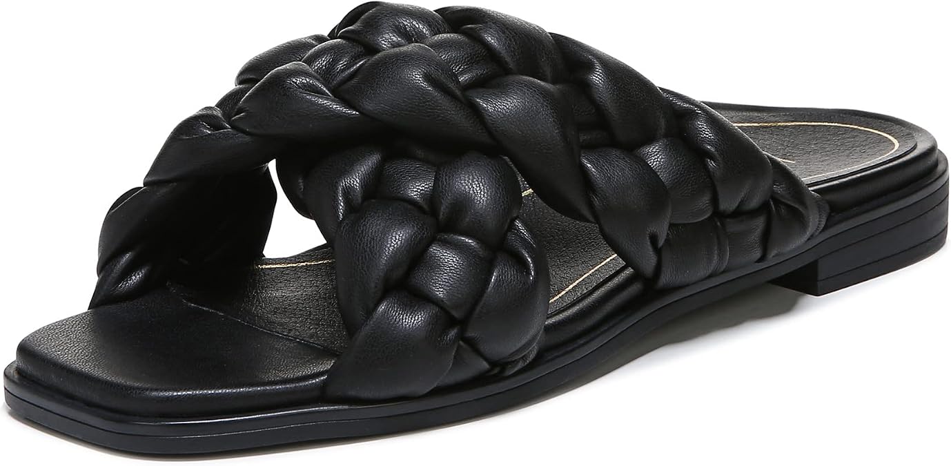 Vionic Women's Braided Vio-Motion Insole Slide Sandal- Supportive Dressy Flat Sandals That Includes an Orthotic Insole and Cushioned Outsole for Arch Support, Medium and Wide Fit