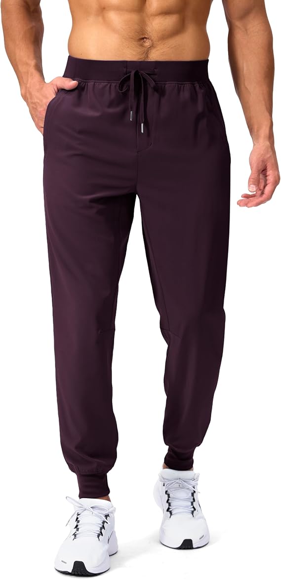 Pudolla Mens Joggers with Zipper Pockets Lightweight Sweatpants Workout Athletic Pants for Gym Running Golf