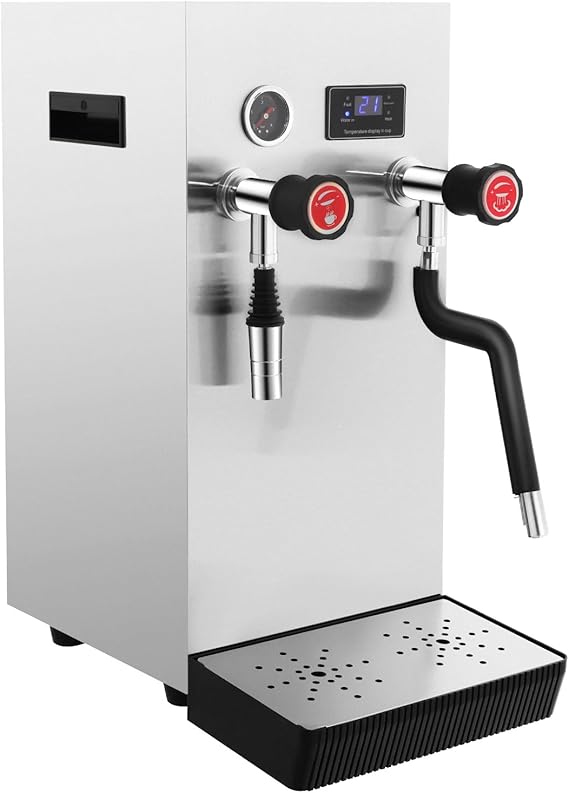 Commercial Milk Frother Steamer, 8L/ 2.1Gal Automatic Milk Frother, 110V 2500W Water Frothing Machine w/LCD Dispaly & Double Boiler, for Latte/Cappuccino/Mocha