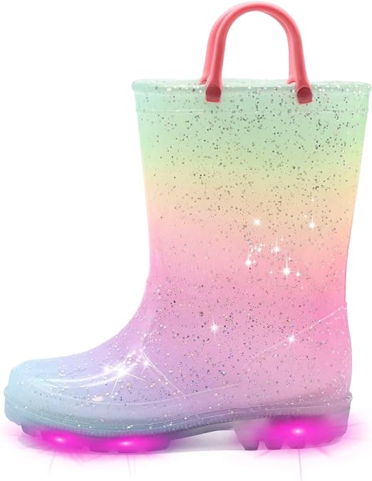 EUXTERPA Kids Light Up Wellies Boys Girls Wellington Boots
