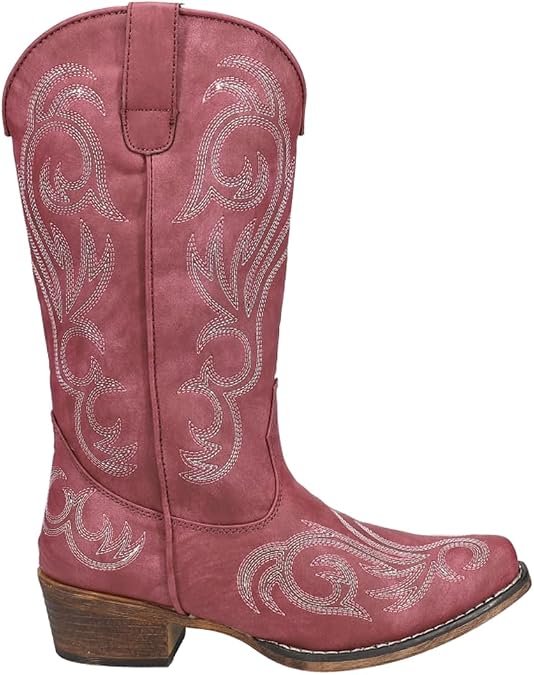 ROPER Womens Tall Stuff Embroidery Snip Toe Casual Boots Mid Calf Low Heel 1-2"
