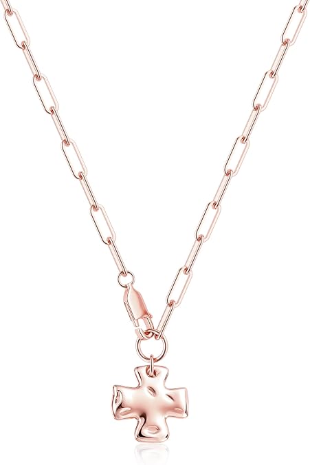 CHESKY Chunky Gold/Silver Cross Necklace for Women Trendy, Dainty 14K Gold/Silver Plated Cross Chain Necklace Non Tarnish Pendant Charm Necklace Gold Chunky Vintage Boho Jewelry for Women