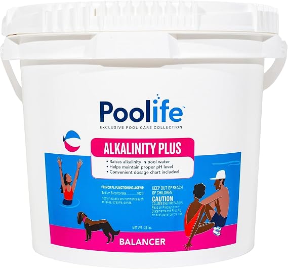 Poolife Alkalinity Plus - pH Stabilizer Pool & Alkalinity Increaser Formula - Prevents pH Bounce & Water Cloudiness - High Purity Sodium Bicarbonate for All Swimming Pools - 25lb